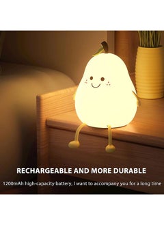 Thoraya Creative Pear Shaped Night Light USB Charging LED Cartoon Silicone Night Light Warm Light Table Bedside Lamp for Bedroom Livingroom  - Image 2