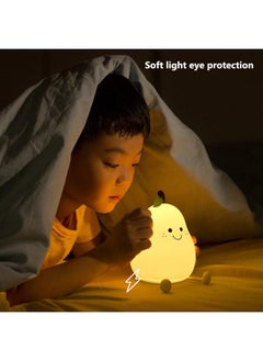 Thoraya Creative Pear Shaped Night Light USB Charging LED Cartoon Silicone Night Light Warm Light Table Bedside Lamp for Bedroom Livingroom  - Image 4