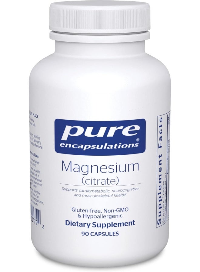 Pure Encapsulations Magnesium (Citrate) | Supplement for Constipation, Stress Relief, Sleep, Heart Health, Nerves, Muscles, and Metabolism* | 90 Capsules - Image 1