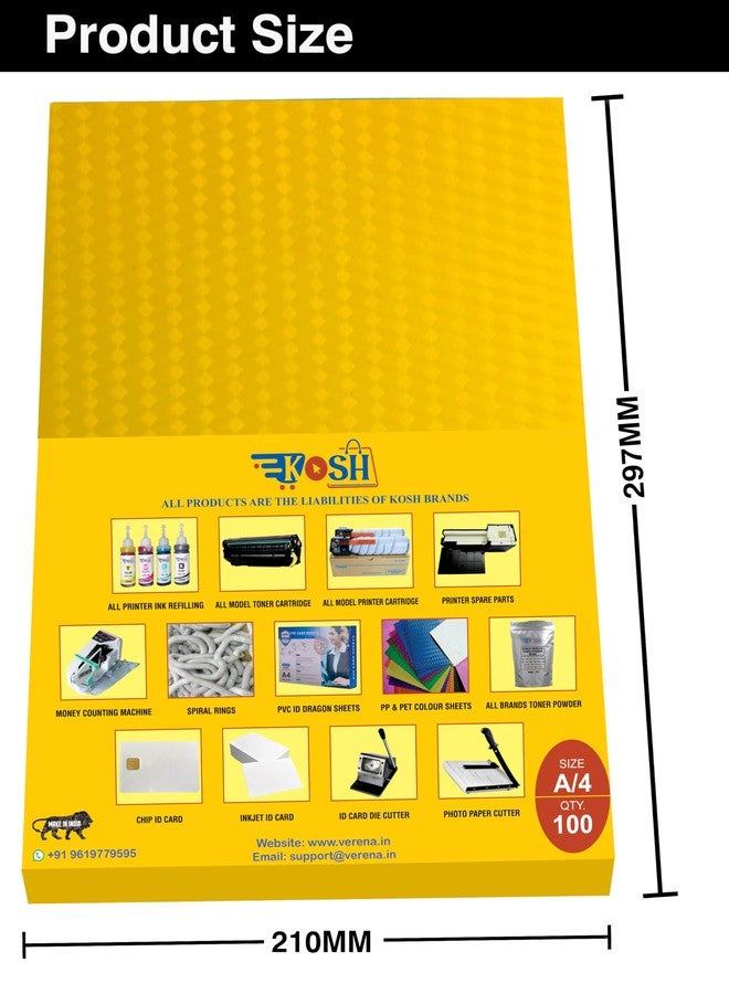 Kosh أوراق تجليد الكتب الحلزونية الماسية من مادة PVC من KOSH بحجم A4 - مجموعة واحدة، عبوة من 100 ورقة لكل مجموعة (أصفر) - Image 3