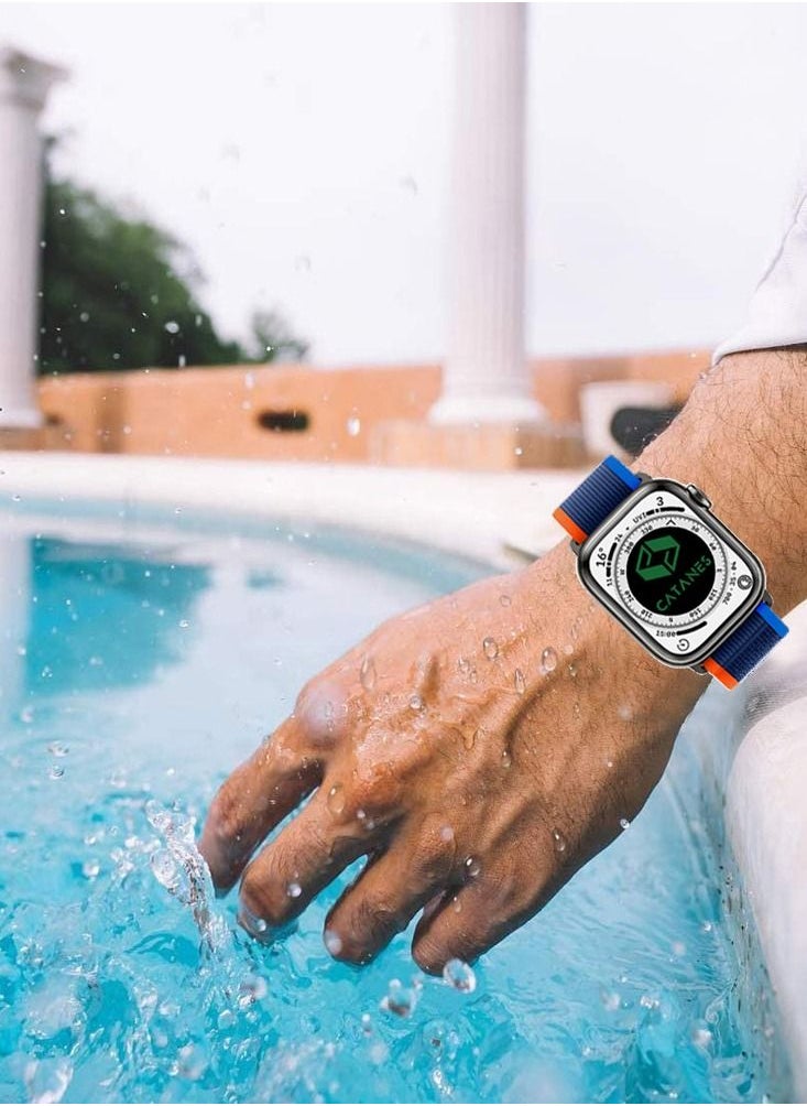 CATANES - Apple Watch Trail Band 38mm 40mm 41mm Nylon Woven Sport Strap for iWatch Series Ultra/8/7/SE/6/5/4/3/2/1 Dark Navy Blue - Image 1