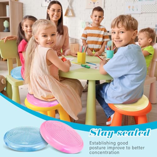 Libima 4 Pcs Wiggle Seat for Sensory Kids Inflated Wobble Cushion Sensory Seat Cloud Design Flexible Seating for Classroom Elementary Balance Disc with Pump for Kids Adult Pet Training(Stylish Color) - Image 3
