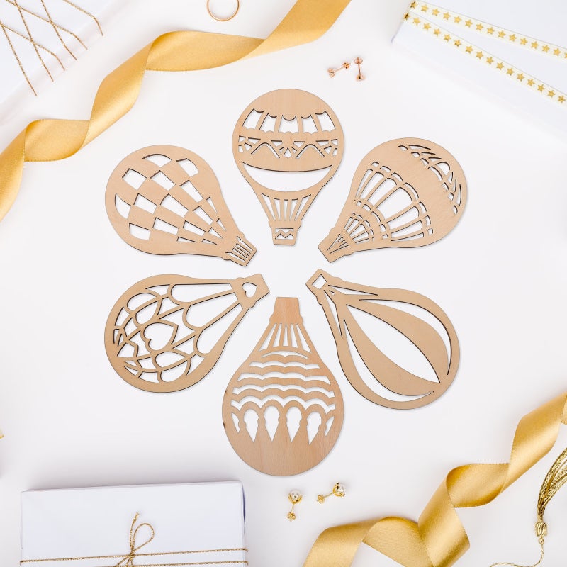 30pcs Hot Air Balloon Chips Graffiti Blank Wood Chips Wood Slices Tags - Image 1