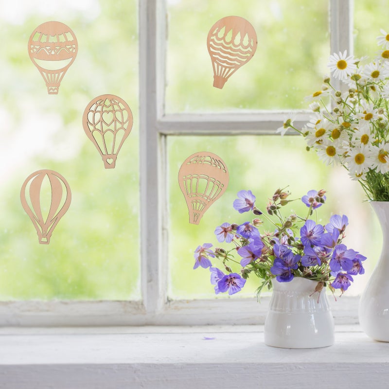 30pcs Hot Air Balloon Chips Graffiti Blank Wood Chips Wood Slices Tags - Image 4