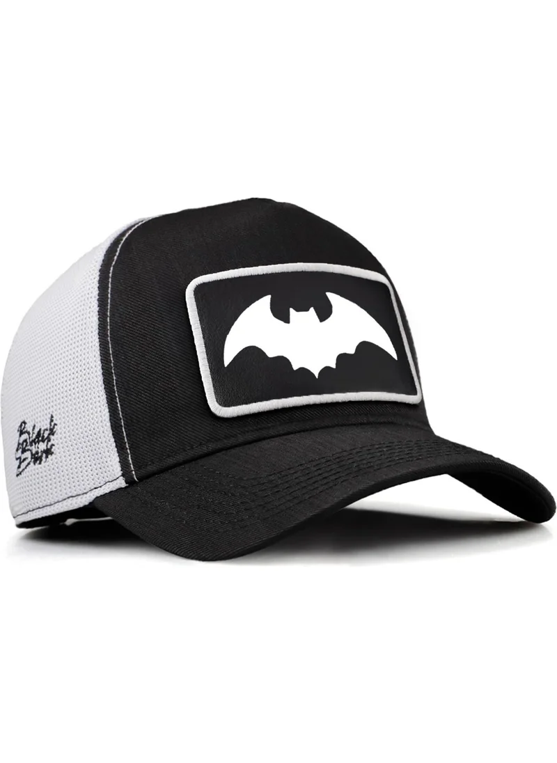 Black Börk V2 Trucker Bat - Unisex Black-White Cordura Fabric Hat (Cap) with 2 Code Logo