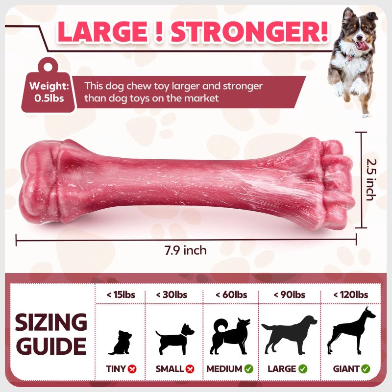 PUPTILY Dog Toys for Aggressive Chewers, Indestructible Dog Bones for Aggressive Chewers, Tough Chew Toy for Heavy Duty Dogs, Big Teething Toys with Durable Nylon for Large/Medium Breed Puppies - Image 2