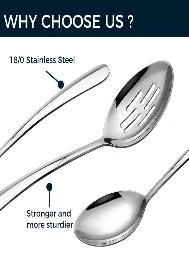 MUJINON 10.3-in Large Serving Spoons Set, 18/0 Stainless Steel, Heavy Duty, 2 Serving & 2 Slotted for Wedding Party Buffet Housewarming, Pack of 4 - Image 4