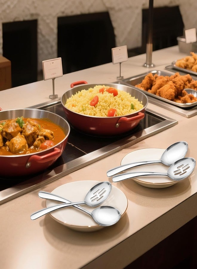 MUJINON 10.3-in Large Serving Spoons Set, 18/0 Stainless Steel, Heavy Duty, 2 Serving & 2 Slotted for Wedding Party Buffet Housewarming, Pack of 4 - Image 5