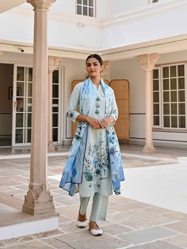 Kalaanj Kurta Set for Women || 3pic Kurta for Women (SP-231-Skyblue-M) - Image 4