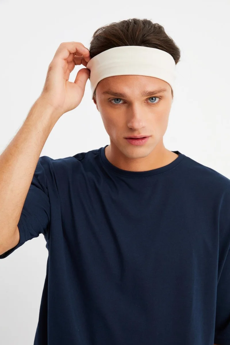Butikgiz Beige Men's Cotton Combed Comb, Non-Slip, Sweatproof, Ultra Light, Sports Hair Band Bandana