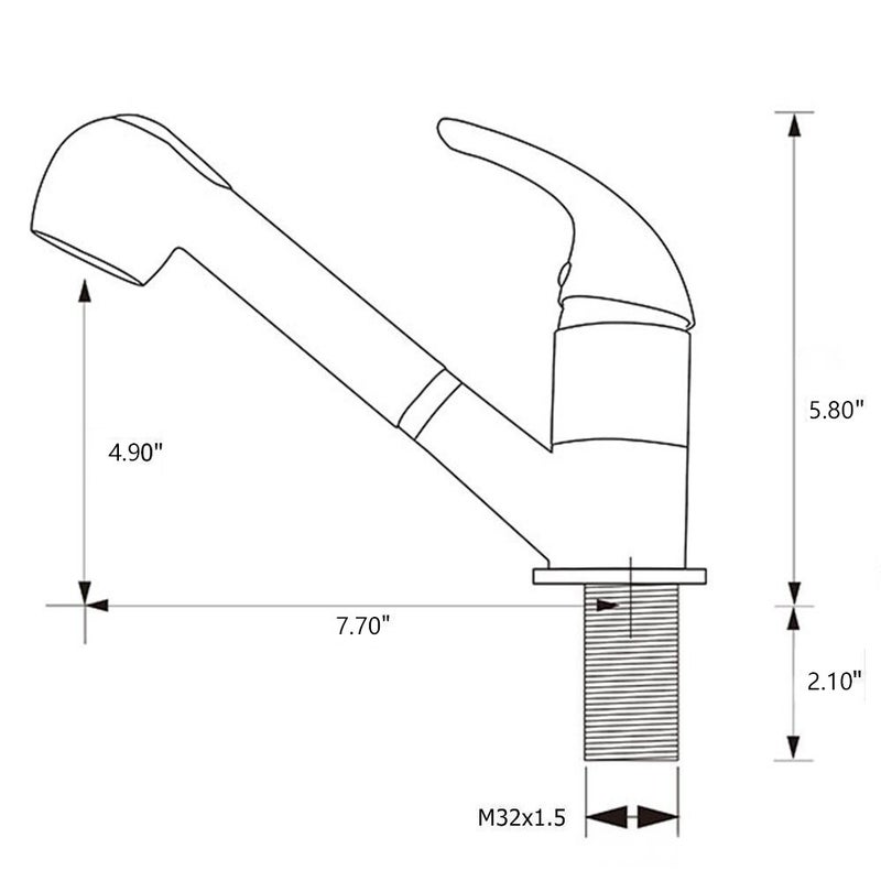 Derengge Stainless Steel Single Handle Pull Out Kitchen Faucet 1 Hole Kitchen Sink Faucet for Farmhouse, Camper, Laundry, Rv, Bar,EW-083L-BC - Image 2