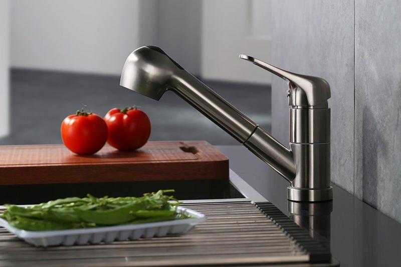 Derengge Stainless Steel Single Handle Pull Out Kitchen Faucet 1 Hole Kitchen Sink Faucet for Farmhouse, Camper, Laundry, Rv, Bar,EW-083L-BC - Image 3