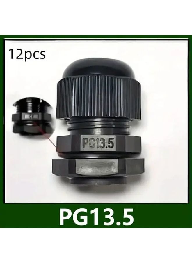 Black PG13 5 Cable Sealing Grommets 12pcs Nylon Adjustable Electrical Boxes 3 14mm - Image 1