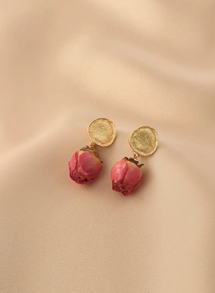 [special]Rose-red flower earrings, cute elegant special accessories, best gift, ins style  - Image 1