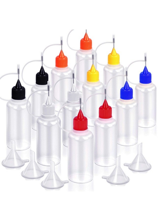 YGDZ 12Pcs Precision Tip Applicator Bottles 30Ml Needle Tip Squeeze Glue Bottles For Paint Quilling Craft 6 Colors Precision Bottles With 5 Mini Funnels - Image 1