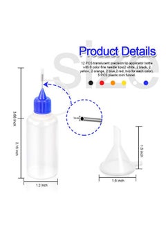 12Pcs Precision Tip Applicator Bottles 30Ml Needle Tip Squeeze Glue Bottles For Paint Quilling Craft 6 Colors Precision Bottles With 5 Mini Funnels - pzsku/Z2A3E65301D2493FD0497Z/45/_/1724481230/10689274-f281-4647-a5bd-cd06dc4ad50e