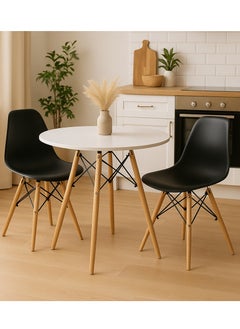 ALMUFARREJ Set of 2 plastic chairs with wooden legs without a table  - Image 1
