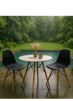 ALMUFARREJ Set of 2 plastic chairs with wooden legs without a table  - Image 2