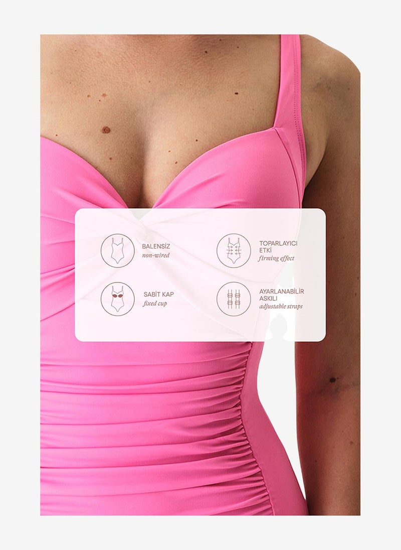 Penti Women Shirred Pink Swimsuit - Image 5