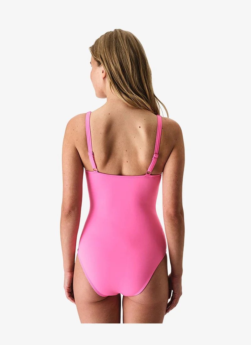 بنتي Women Shirred Pink Swimsuit