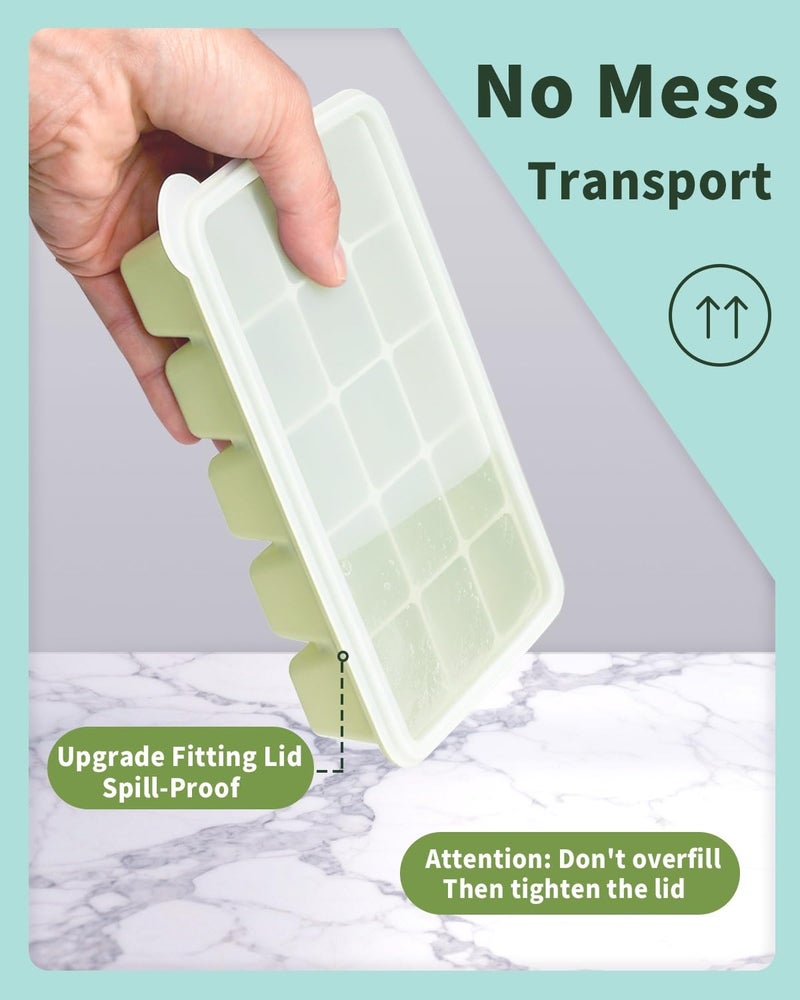 ARTLEO Upgraded Silicone Ice Cube Trays For Freezer with Lid, Spill-Proof Easy Release Silicone Ice Trays with Lids for Freezer, Coffee, Drinks, Cocktail, Baby Food, Juice, BPA Free, 3Pack - Image 3
