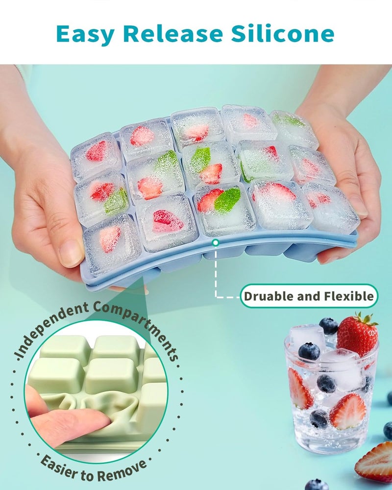 ARTLEO Upgraded Silicone Ice Cube Trays For Freezer with Lid, Spill-Proof Easy Release Silicone Ice Trays with Lids for Freezer, Coffee, Drinks, Cocktail, Baby Food, Juice, BPA Free, 3Pack - Image 4
