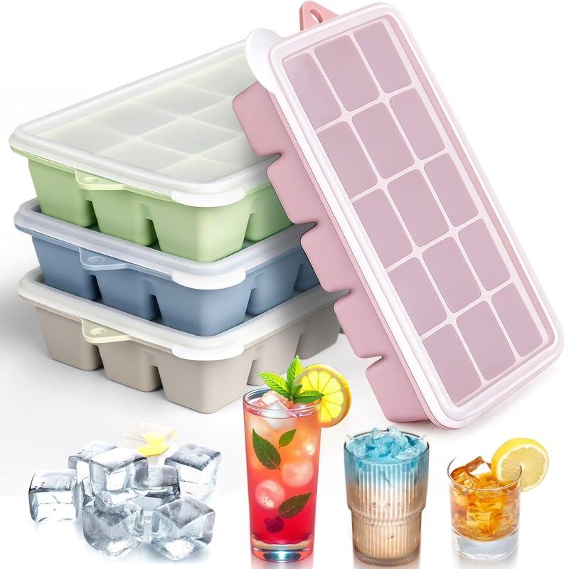 ARTLEO Upgraded Silicone Ice Cube Trays For Freezer with Lid, Spill-Proof Easy Release Silicone Ice Trays with Lids for Freezer, Coffee, Drinks, Cocktail, Baby Food, Juice, BPA Free, 3Pack - Image 1