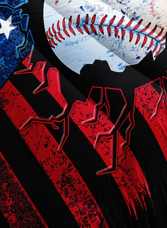 HOSIMA Baseball Comforter Set,Sports Comforter Sets for Boys Kids Teens Bedroom Decor,American Flag Comforter and Baseball Print Bedding Set with 2 Pillowcases,Twin Comforter Set. - Image 5
