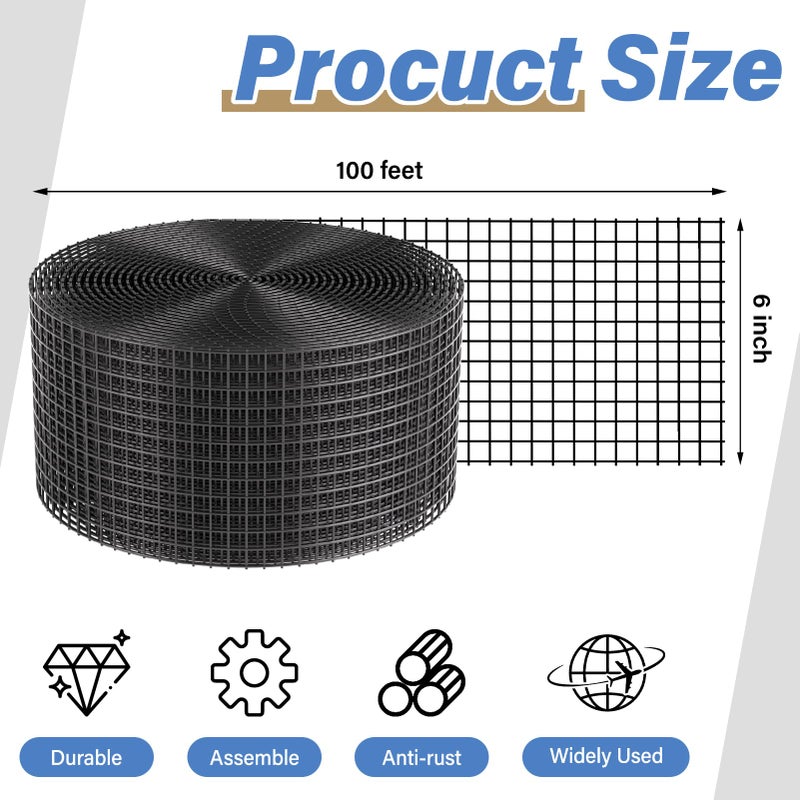 Ansgery Solar Panel Bird Guard,6in x 100ft Critter Guard Roll Kit for Roof Protection Net Wire Screen,Rust-Proof Black PVC Coated Galvanized Net Pigeon Mesh with 70 Fastener Clips for Bird,Animal Control - Image 3