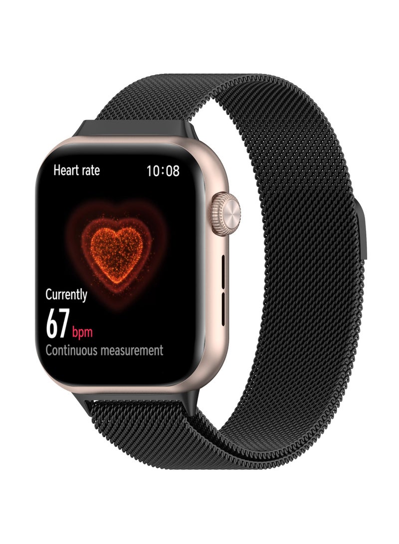 Beauenty Magnetic Strap for Honor Watch5 Stainless Steel Milanese Loop for Honor Watch5 Wristband Bracelet Accessories (Black) - Image 1