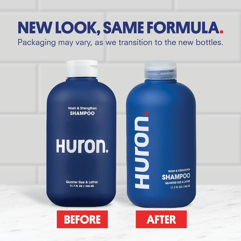 Huron Men's Shampoo | Cleansing & Hydrating Formula | Citrus, Fresh Juniper & Aromatic Greens Scent | Strengthens Hair | Sulfate-Free, Paraben-Free | Argan Oil, Aloe, Peppermint | 11.7 Fl Oz - Image 2