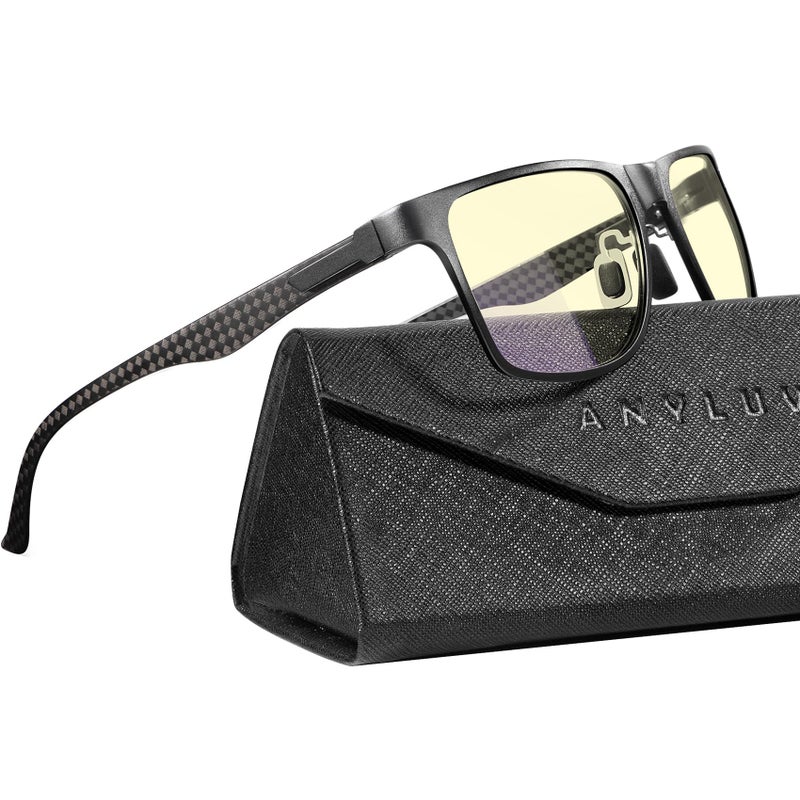 ANYLUV Blue Light Glasses Men Relieve Eyestrain and Eye Protection AlMg Metal Computer Blue Light Blocking GlassesBlack Carbon Fiber x0 - Image 2