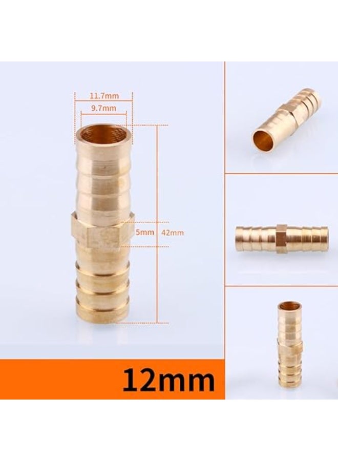 VITION 2 Pack Brass Hose Barb Fitting, 1/2 inch (12mm) Pipe Splicer Joiner Mender Straight Connectors Adapters for Air Fuel Water Oil - Image 2