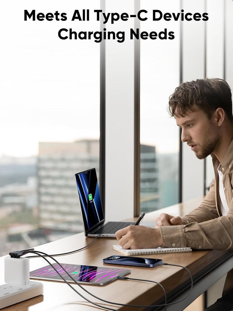 كابل CableCreation USB-C إلى USB-C بزاوية قائمة بقدرة 240 واط وطول 3 أقدام، كابل مضفر من النوع C للشحن السريع لسلسلة iPhone 15 و MacBook Pro/Air و iPad Pro/Air/Mini و Galaxy S24/S23/S22+ و Pixel، متوافق مع 140/100/60 واط - Image 3