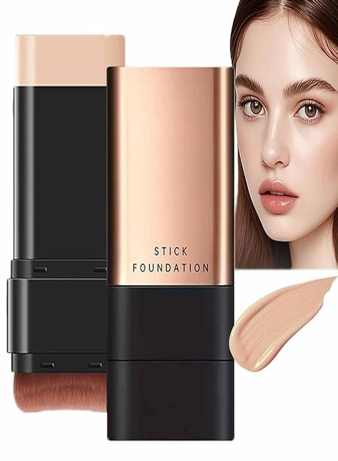SARJAK 2 in 1 Luxury Anti-Wrinkle Foundation Stick, 20 g Korean Hydrating Lightweight Foundation Stick with Brush, Full Coverage, Moisturising, Double Head Solution, Natural Colour - Image 1