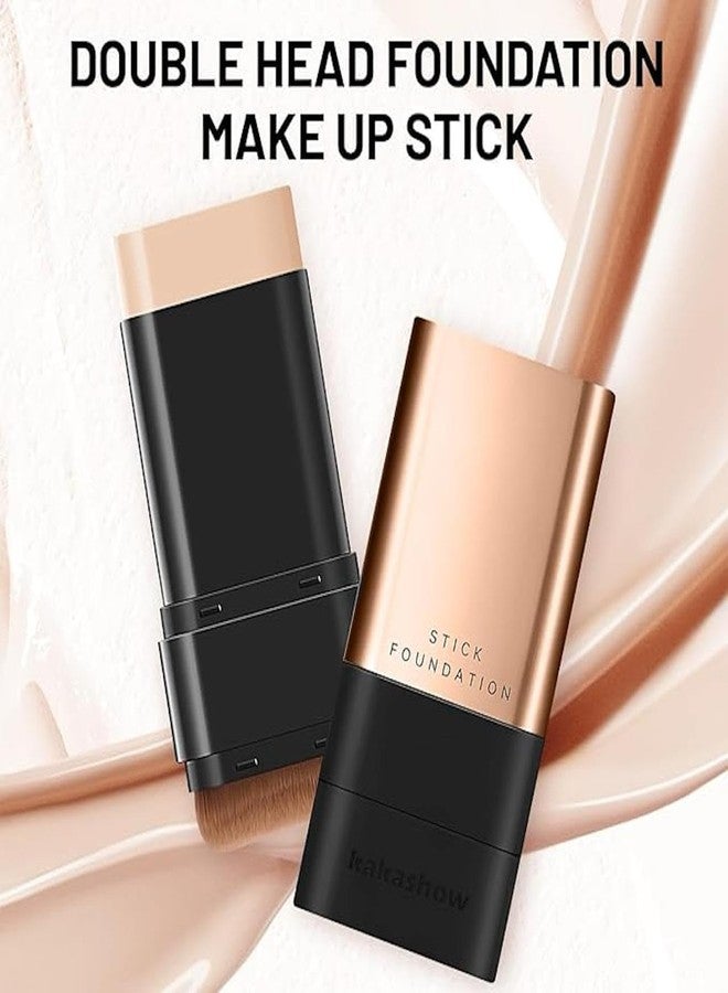 SARJAK 2 in 1 Luxury Anti-Wrinkle Foundation Stick, 20 g Korean Hydrating Lightweight Foundation Stick with Brush, Full Coverage, Moisturising, Double Head Solution, Natural Colour - Image 2