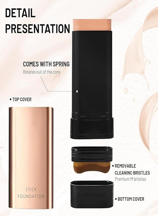 SARJAK 2 in 1 Luxury Anti-Wrinkle Foundation Stick, 20 g Korean Hydrating Lightweight Foundation Stick with Brush, Full Coverage, Moisturising, Double Head Solution, Natural Colour - Image 3