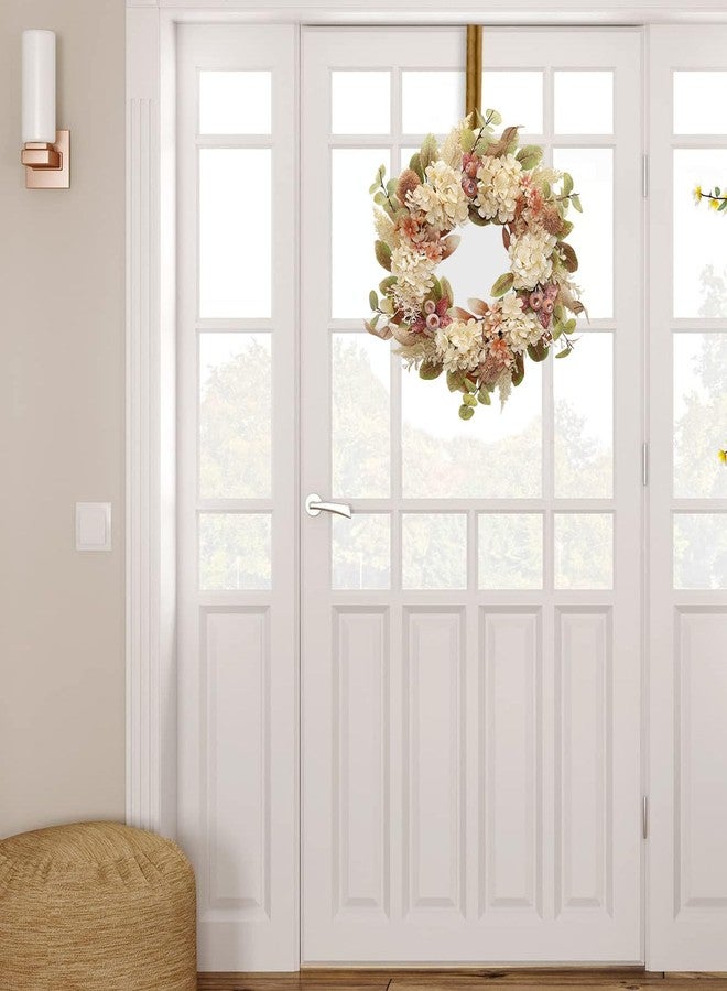 BINFEN 18 Inch Lush Fall Wreath for Front Door, Boho Brown Outdoor Wreath with Faux Dried Hydrangea Pampas Burlap & Flowers, Farmhouse Fall Winter Thanksgiving Harvest Décor - Image 3