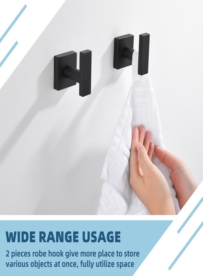 APLusee Matte Black Bath Towel Hook 2 Pack, 304 Stainless Steel Robe Hook, Wall Mounted - Image 2