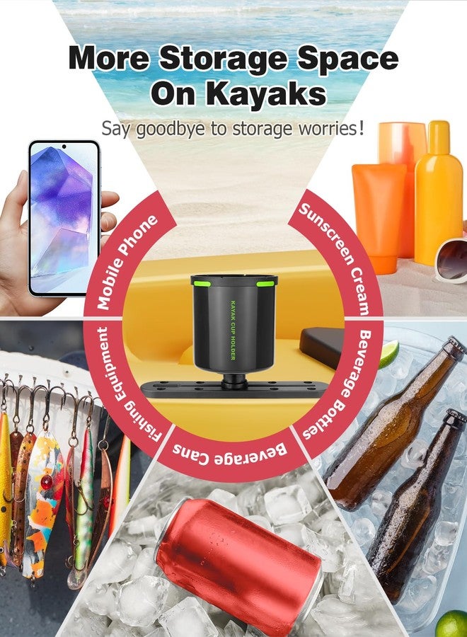 Mellbree Kayak Cup Holder, Anti-Toppling Fishing Drink Holder Kayak Accessories Track Mount for Fishing, Fish Bait Storage, Phone Holder Multifunctional Bottle Holder - Image 5