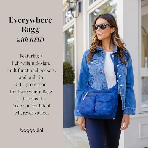 Baggallini حقيبة باغاليني إيفريوير - حقيبة هوبو كروس بودي للنساء مع حزام معصم مزود بتقنية RFID - حقيبة سفر مقاومة للماء - Image 2