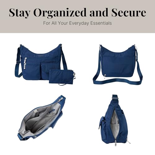 Baggallini حقيبة باغاليني إيفريوير - حقيبة هوبو كروس بودي للنساء مع حزام معصم مزود بتقنية RFID - حقيبة سفر مقاومة للماء - Image 5