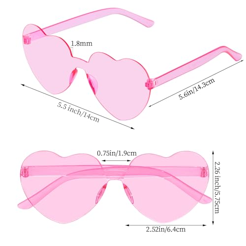 Bantoye 12 Pcs Heart Shaped Sunglasses Colorful Trendy Rimless Sunglasses Candy Color Party Favors for Women Pink - Image 5