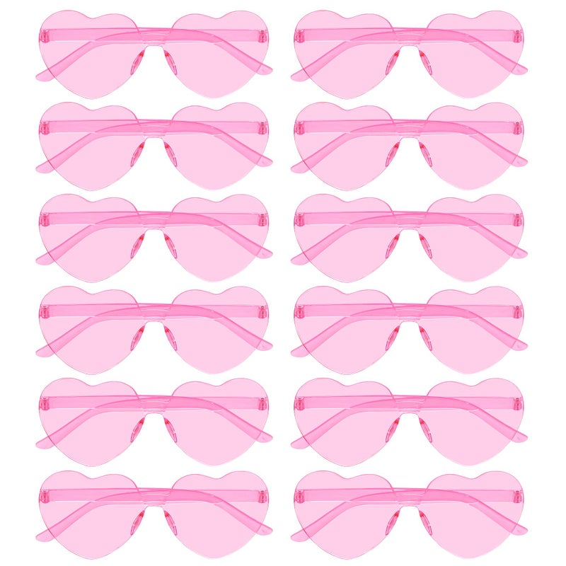 Bantoye 12 Pcs Heart Shaped Sunglasses Colorful Trendy Rimless Sunglasses Candy Color Party Favors for Women Pink - Image 4