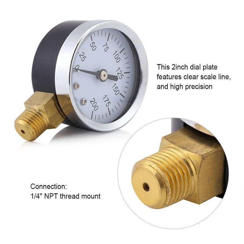 1pc Accurate Pressure 0-200psi 1/4 NPT Thread Mount for Fuel Pressure Pressure Meter Oil Pressure Pressure Meter - Image 4