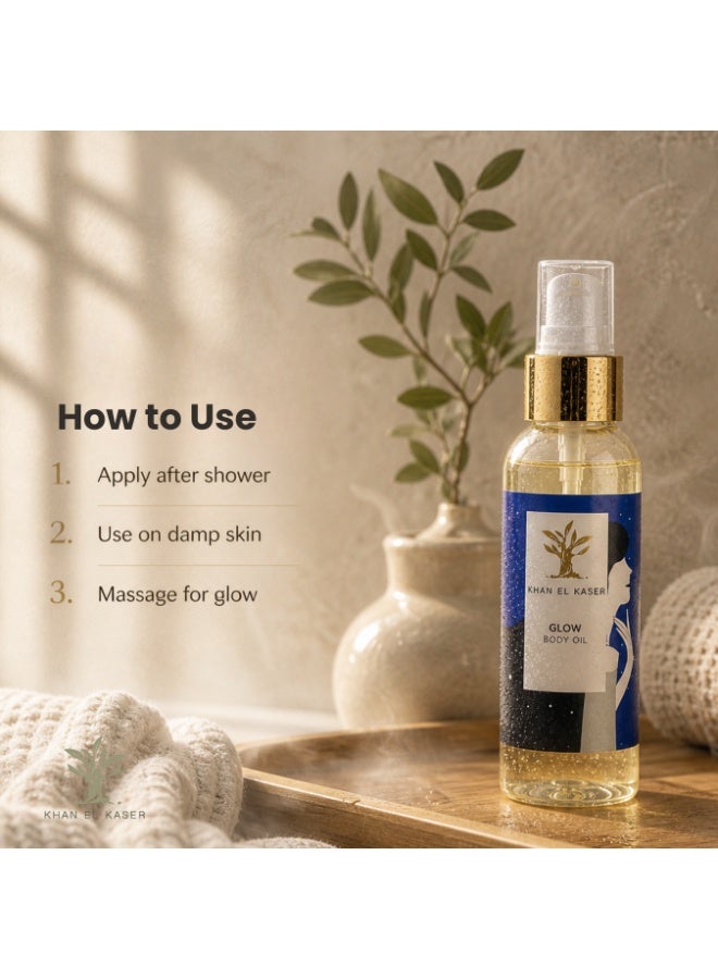 Khan El Kaser Glow Body Oil 100ml –  Radiant Hydration and Luxurious Aroma with a Touch of Good Girl Premium Perfume - Image 4