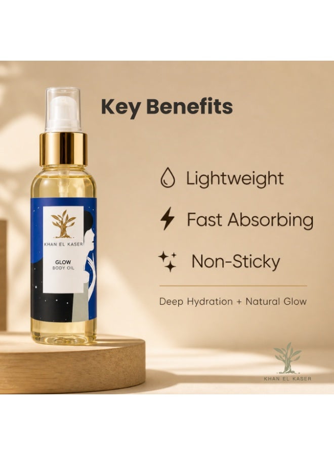 Khan El Kaser Glow Body Oil 100ml –  Radiant Hydration and Luxurious Aroma with a Touch of Good Girl Premium Perfume - Image 2