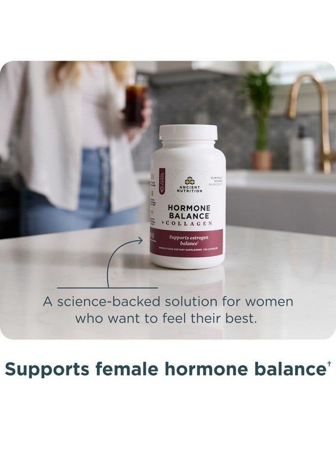 Ancient Nutrition مكمل توازن الهرمونات + الكولاجين من أنشينت نيوترشن، ببتيدات كولاجين مهدرجة، مكون رئيسي مثبت سريريًا لدعم توازن الهرمونات وزيادة الطاقة، 60 كبسولة - Image 4