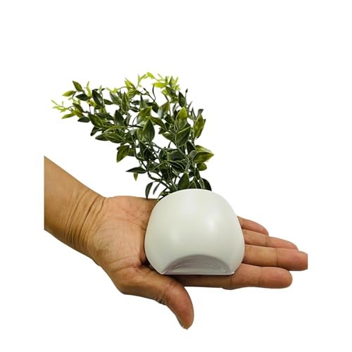 KRIWIN Magnetic Decorative Plant Pot with Artificial Greenery, 25 cm Height, White Plastic Pot Planter for Refrigerator - Image 4