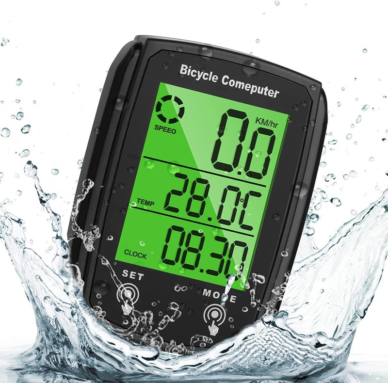 SHIVEXIM Bike Computer, Universal 19 Functions IP54 Waterproof Bicycle Speedometer Odometer, Cycling Computer with LCD Backlight Display Touch Screen, Automatic Start/Stop, for Cycling - Image 1